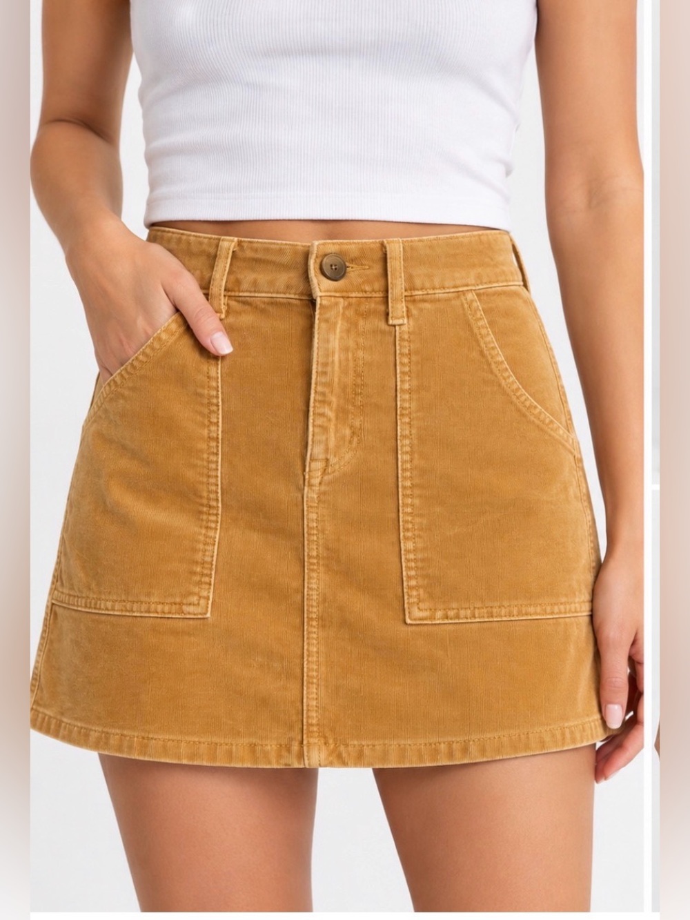 ✨ American Eagle Mustard Corduroy A-Line Mini Skirt Size 0